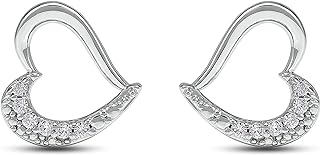 Gilded 1/10 ct. T.W. Lab Grown Diamond (SI1-SI2 Clarity, F-G Color) and Sterling Silver Heart Stud Earrings