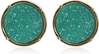 Lightweight Acrylic Stone Druzy Crystal Delicate Earrings - Sparkly Geometric Round, Teardrop Studs