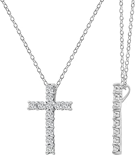 Spring Ring Clasp Cross Choker Necklace with Cable Chain, Platinum Plated Silver and Infinite Elements Zirconia, for Fashion-Conscious Ladies, Classic Design