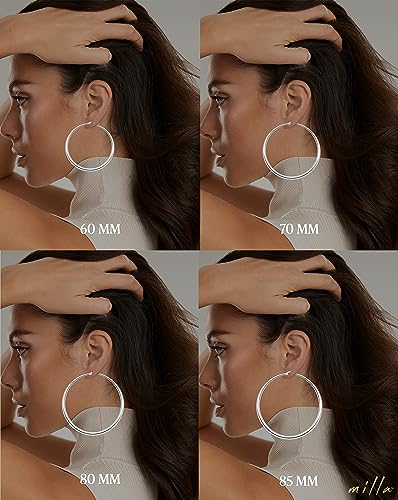 14K Gold Hoop Earrings For Women, Silver Hoop Earrings & Rose Gold Earrings with Graduated Curvature