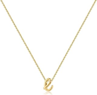 Memorjew 925 Sterling Silver Initial Necklace for Women Girls, Dainty Hypoallergenic Cursive Initial Necklace for Women Girls Jewelry Gifts