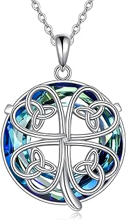 Hebrew Chai/Hekate Triple Moon Goddess/Lighthouse/Buddha/Feather/Celtic Clover Necklace Sterling Silver Chai Life Jewish Christian Jewelry Gifts for Women Girls