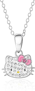 Hello Kitty Sanrio Womens Sterling Silver Necklace 18" - Sterling Silver Necklace Officially Licensed