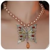 Sparkly Crystal Butterfly Pendant Necklace with Cable Chain for Women and Girls