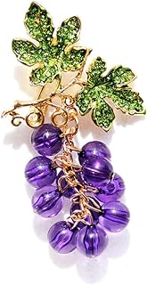 Grape Brooch Summer Crystal Grape Brooches Women Luxury Fruit Rhinestone Pin Plant Corsage Cute Enamel Grape Fruit Brooches Pins Fashion Lady Jewelry Elegant Female Wedding Brooch