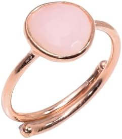 Natural Pink Pink Opal 925 Sterling Silver Adjustable Wedding Engagement Ring for women