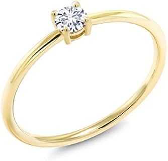 Gem Stone King 10K Yellow Gold 3.5MM Round Gemstone Birthstone Solitaire Engagement Ring | Wedding Anniversary Promise Gold Ring For Women | Available In Size 5, 6, 7, 8, 9