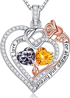 Created Tanzanite Pendant Necklace with Cable Chain and Spring Ring Clasp, Sterling Silver Iefil Rose Heart Design for Women