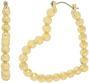 Steve Madden Clutchless Heart Hoop Earrings - Ball Design Women's Jewelry without Gemstones