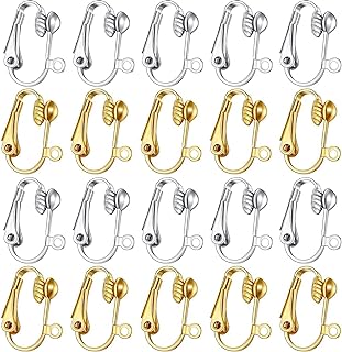 glacely 32 Pieces Earring Clip Backs,Clip-on Earring Converter with Easy Open Loop for DIY Earring and Turn Any Studs Or Pierced into Clip on (Gold and Silver)