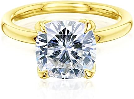 Kobelli 14K Rose Gold Engagement Ring with Moissanite Gem, 2 3/4ct Cushion Cut Design in Tulip Comfort Fit Style