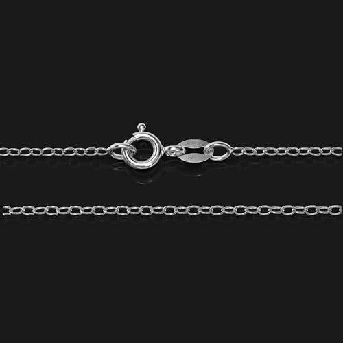 Sterling Silver Italian Cable Chain Necklace for Women and Girls, 1.2mm Very Thin and Dainty Chain, Sizes 14" - 36"