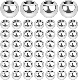 100pcs 3 mm Round Memory Wire End Caps Beads Stainless Steel Cord End Caps Half Drilled Hole Ball Beads for DIY Crafts Necklace Bracelet Jewelry Making, Hole: 1.5 mm