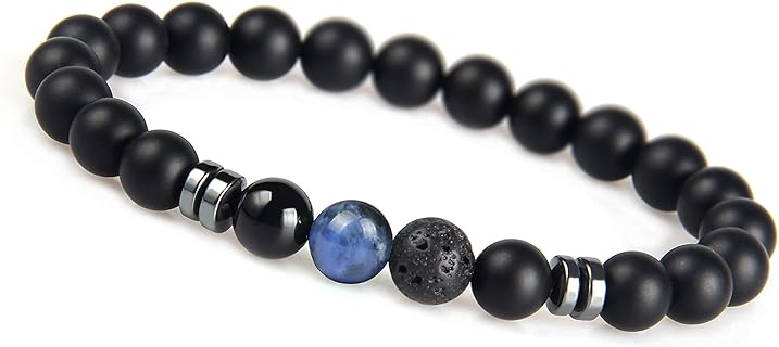 Handmade Gemstone Matte Black Onyx Bead - Chakra Bracelet for Men and Women