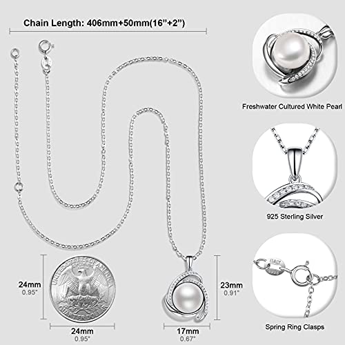 Fine Jewelry Gifts for Women 925 Sterling Silver Freshwater Cultured White Pearl Pendant Necklace