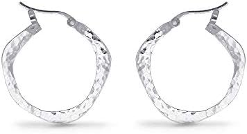 Boma Jewelry Sterling Silver Organic Hammered Texture Snap Down Hoop Earrings