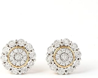 Sterling Silver with Yellow Gold Plating 1/8ct.T.W.Diamond Flower Burst Stud Earrings for Women (I-J, I2)