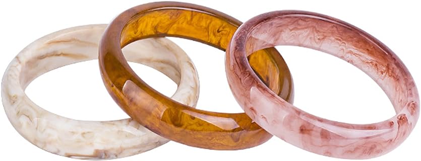 Caiyao 3Pcs Acrylic Resin Tortoiseshell Acetate Plate Cuff Wristbands Geometric Colorful Irregular Stackable Plastic Round Bangle Bracelet Jewelry for Women Teens