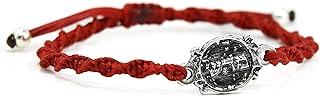 Sterling Silver Charm Bracelet on Red Macrame for Men & Women - Adjustable to 8.5" with Health & Well Being Active Life Motivation Amulet - Friendship Bracelet Gift for Her/Him