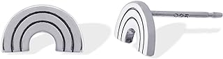 Boma Jewelry Sterling Silver Rainbow Stud Earrings with Secure Push-Back Finding for Vibrant Style Lovers - Unique Design
