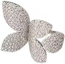 Rhinestone Butterfly Wrap Ring Open Statement Rings Sparkling Crystal Cubic Zirconia Leaf Engagement Promise Wedding Ring Expandable Finger Band Dainty Jewelry Gifts for Women Girls