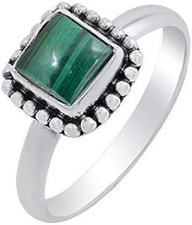 Elegant Women's 925 Sterling Silver Malachite Wedding Ring in Unique Designer Setting