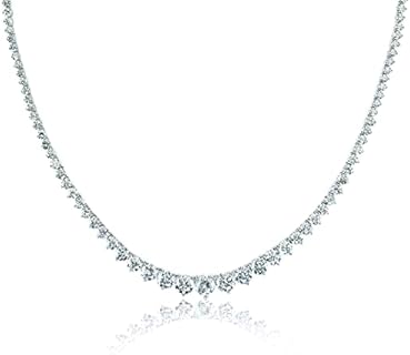 Lavencious Tennis AAA CZ Necklace Bridal Evening Party Bling Gold Plated Statement Jewelry 16” and 18"