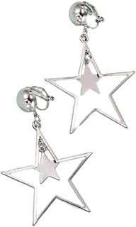 Double Star Dangle Drop Clip-on Earrings in Zinc with Lever Back for Women and Girls - Perfect for Parties and Everyday Wear