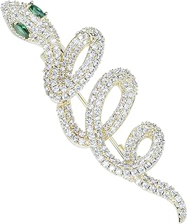 Vintage Green Crystal Eye Cobra Snake Animal Large Safety Pins Brooch for Women Bag Cardigan Hat Scarf Pins