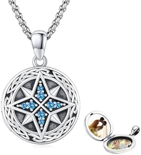 Compass Locket Necklace 925 Sterling Silver Celtic Knot Compass Necklace That Holds Pictures Memorial Graduation Jewelry Gift Compass Locket Necklace for Women Men Wife Girlfriend