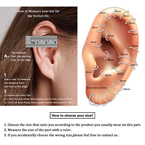 Cartilage Hoop Earring 316L Surgical Steel Conch Daith Helix Piercing Jewelry Nose Rings Hoops Septum Ring 20G 18G 16G 14G CZ Opal