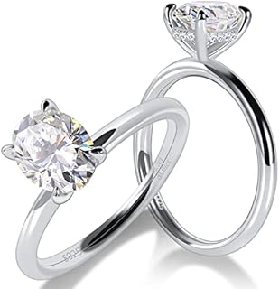 1 1.5 2 3 Carat Oval Cut Moissanite Engagement Ring for Women 925 Sterling Silver Solitaire Rings D Color Lab Created Diamond Promise Wedding Ring for Her