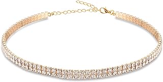 Rhinestone Choker Necklaces Gold Diamond Crystal Choker Sparly Necklaces for Women Girls