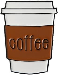 Cartoon Coffee Cup Milk Enamel Badge Collar Brooch Pin Clothes Fashion Jewelry Coat Denim Coat Scarf Hat Decor Accessories DIY Craft Coffer Fans Gift Khaki Color Brooch