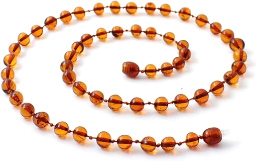 Baltic Amber Necklace for Adults (Women and Men) - 17.5 Inches Long - Polished Beads