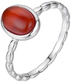 Sterling Silver Clasp, Red Carnelian Engagement Ring, Solitaire Design for Women, Size 6