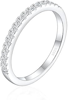 2mm 925 Sterling Silver Eternity Ring for Women Cubic Zirconia Half Eternity Stackable Wedding Bands Size 4-12