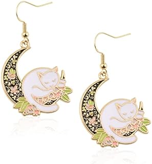 Hypoallergenic Cat Dangle Earrings with French Wire Back for Women and Teen Girls, Playful Design Made of Brass and Zinc