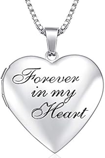 Love Heart Locket Necklace That Holds Pictures, Initial Alphabet A-Z Photo Lockets