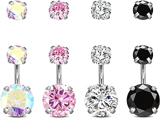 MODRSA Belly Button Ring Belly Rings Surgical Steel Belly Button Rings for Women Navel Piercing Jewelry Silver Gold 6mm 8mm 10mm 12mm