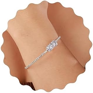 YERTTER Simple Silver Gold Black Punk Open Cuff Rhinestone Bangle Bracelet Crystal Bangle Bracelet Gift for Women Brides for Prom Party Wedding Dating