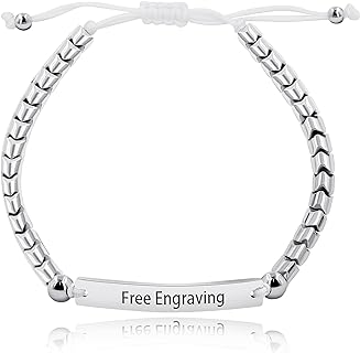 Handmade Gear Shape Hematite Stone Beads Custom Engraved Name Bracelets for Men Women Couple Personalized Name ID Bracelet Y1457