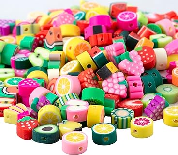 200pcs Fruit Polymer Clay Beads Mixed Fruit Beads Spacer Beads for Bracelet Necklace Jewelry Making