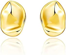 Tiny Lightweight Hammered Gold Circle Earrings Shiny Classic Texture