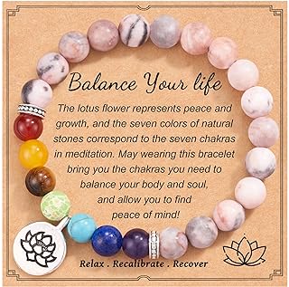 Chakra Charm Bracelet with Lobster Claw Clasp, Healing Stones Crystal - Ideal Self Care Inspirational Gift for Women
