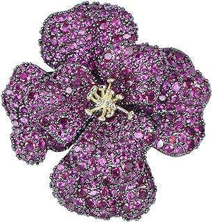 Women's Elegant Cubic-Zirconia Rose Brooch With Pin Clasp - Crystal and Enamel Detailed Floral Design for Sweaters, Hats, and Scarfs
