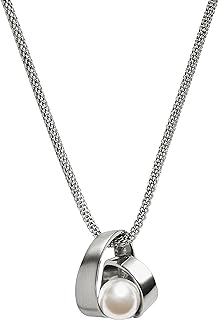 Skagen Women's Mariner Chain Silver or Rose Gold Stainless Steel Necklace with Lobster-claw Clasp & Sophisticated Crystal Pearl Pendant