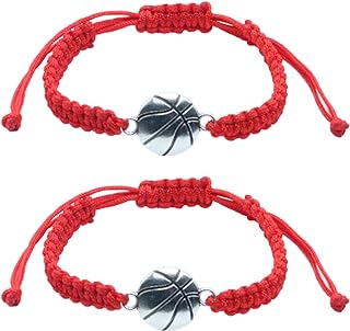 Acocony Basketball Bracelet - 7 Colors Basketball Gifts For Girls Adjustable Braided Basketball Bracelets For Girls Basketball Gifts Multicolor Basketball Jewelry Basketball Party Favors Pack Of 2