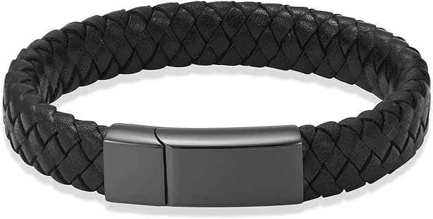 Memorial Keepsake Braided Leather Bangle Bracelet for Men & Women, Cremation Jewelry with Stainless Steel Buckle Clasp - Urn Bracelet Gift