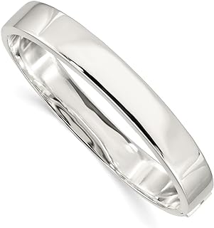 Women's 925 Sterling Silver Hinged Bangle with Box Catch Clasp - Diamond2Deal Luxurious 9.75mm Design Without Gemstone